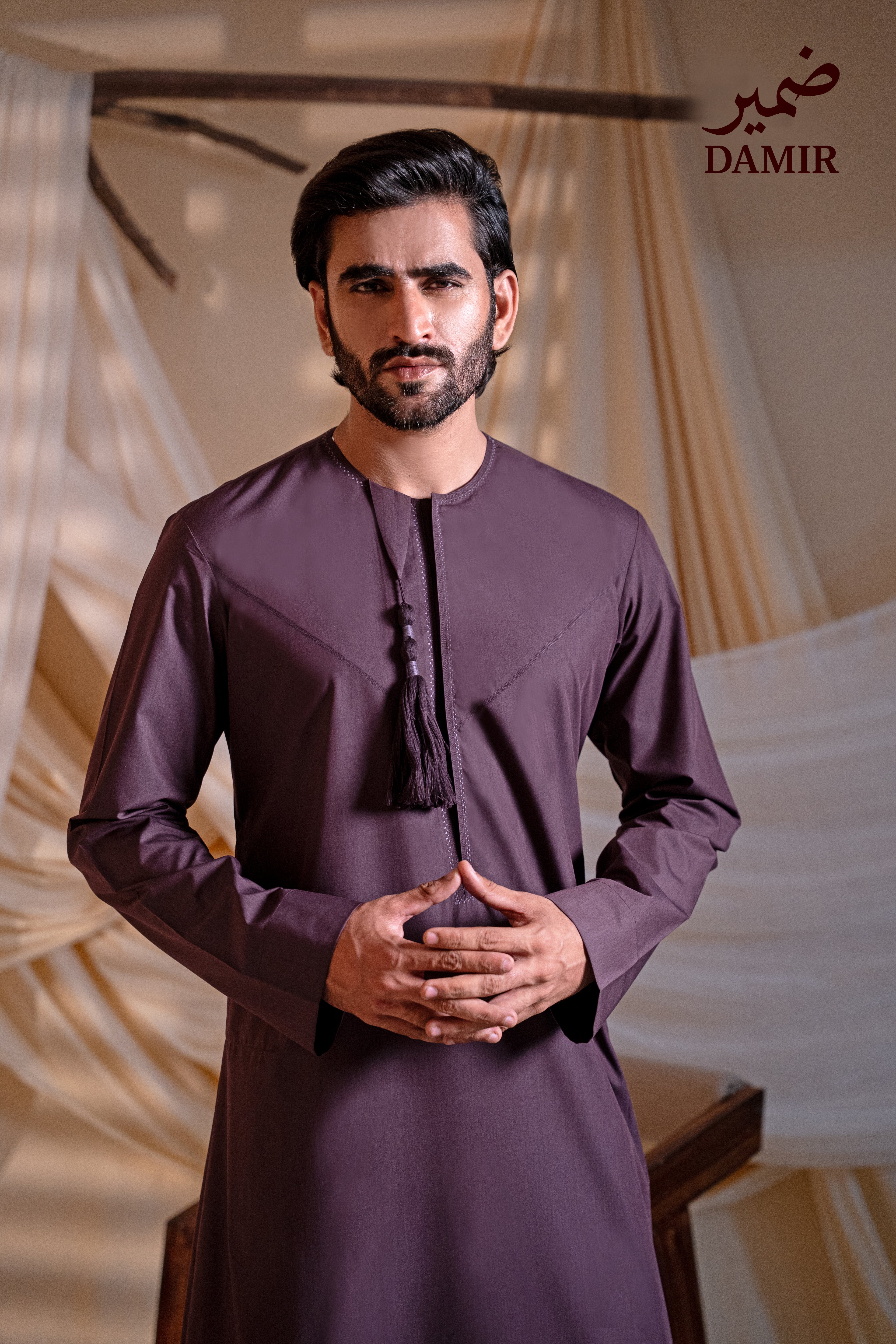 Damir Emirati Tassel Thobe - Royal Plum