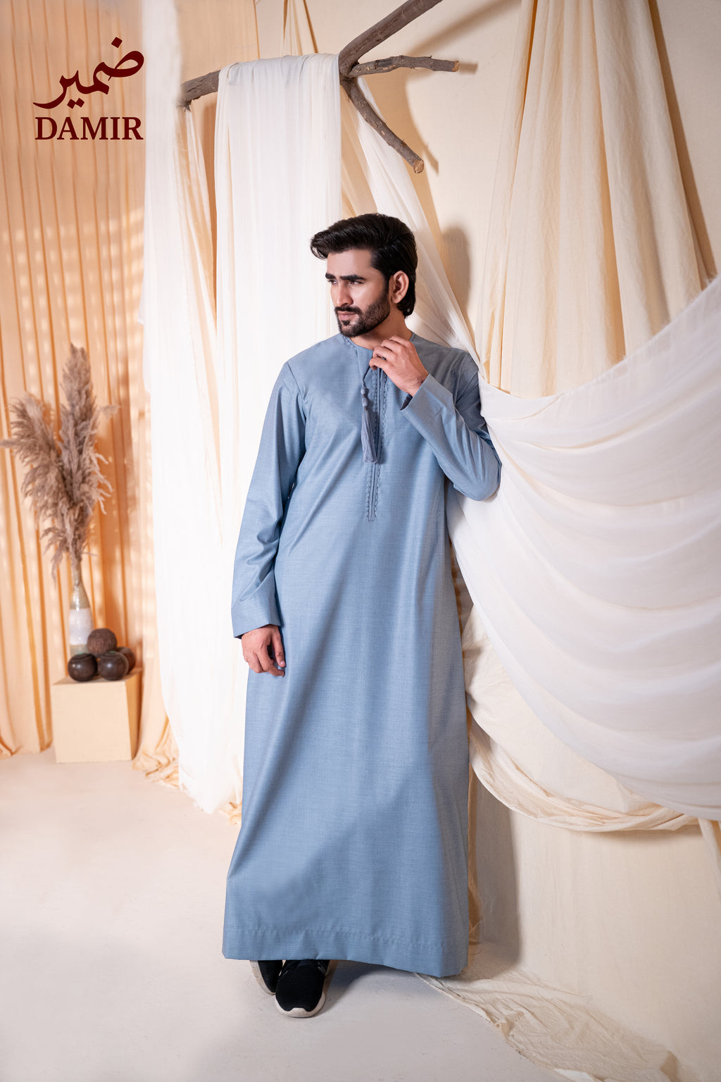 Damir Emirati Tassel Thobe - Steel Gray